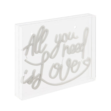 All You Need Is Love Contemporary Glam Acrylic Box USB Operated LED Neon Light - JONATHAN Y